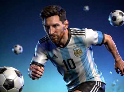 阿根廷球星梅西3D展示图